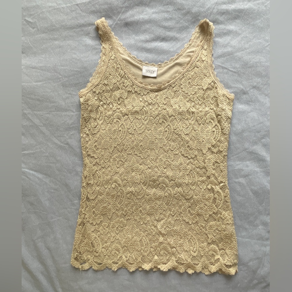Cream Lace Tank Top